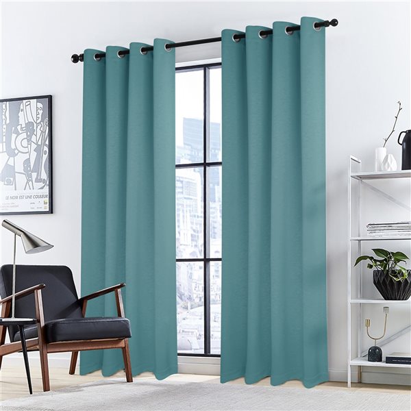 Gouchee Home Lingle 96 In Teal, Teal Curtain Panel Pair