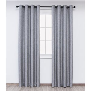 Gouchee Home Elsa 96-in Charcoal Polyester Blackout Thermal Lined Curtain Panel Pair