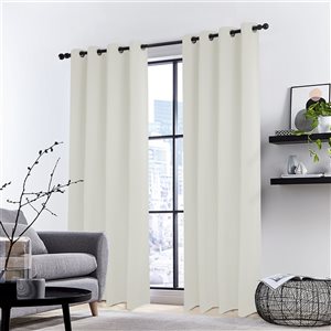 Gouchee Home Metrol 96-in Beige Polyester Light-Filtering Curtain Panel Pair