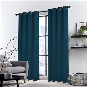 Gouchee Home Metrol 96-in Navy Polyester Light-Filtering Curtain Panel Pair