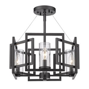 Golden Lighting Marco 16-in Matte Black Semi-Flush Mount Light