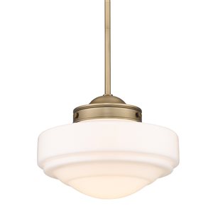 Golden Lighting Ingalls Modern Brass Modern/Contemporary Frosted Glass Bowl Incandescent Medium (10-in to 22-in) Pendant Light