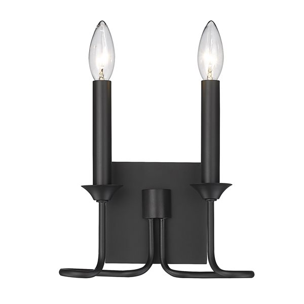 Golden Lighting Karson 8.88-in W 2-Light Matte Black Modern/Contemporary Wall Sconce