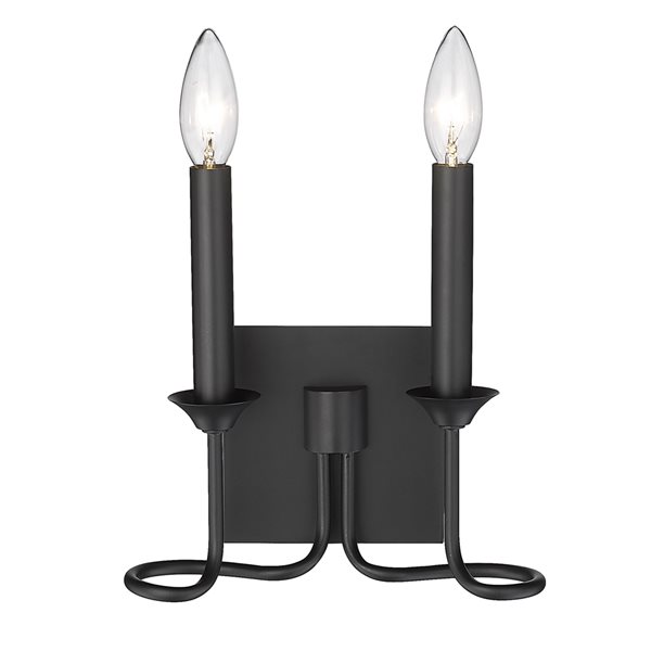 Golden Lighting Karson 8.88-in W 2-Light Matte Black Modern/Contemporary Wall Sconce