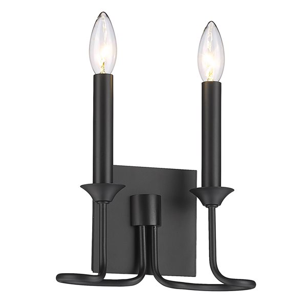 Golden Lighting Karson 8.88-in W 2-Light Matte Black Modern/Contemporary Wall Sconce