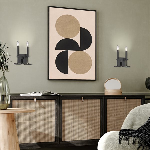 Golden Lighting Karson 8.88-in W 2-Light Matte Black Modern/Contemporary Wall Sconce
