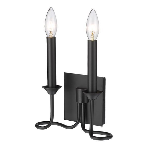 Golden Lighting Karson 8.88-in W 2-Light Matte Black Modern/Contemporary Wall Sconce
