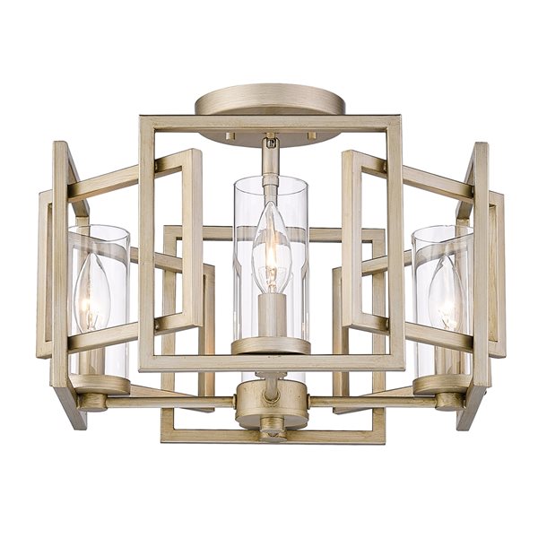 Plafonnier incandescent Marco par Golden Lighting contemporain/moderne or blanc de 16 po