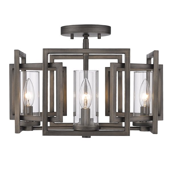 Golden Lighting Marco 16-in Gunmetal Contemporary/Modern Incandescent Flush Mount Light