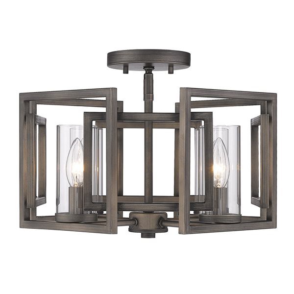 Golden Lighting Marco 16-in Gunmetal Contemporary/Modern Incandescent Flush Mount Light