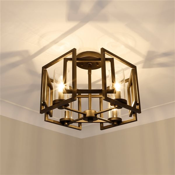 Golden Lighting Marco 16-in Gunmetal Contemporary/Modern Incandescent Flush Mount Light