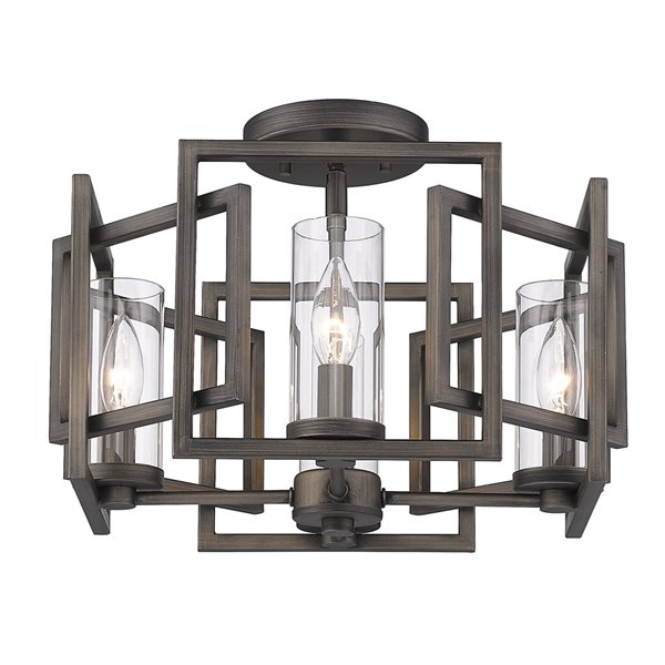 Golden Lighting Marco 16-in Gunmetal Contemporary/Modern Incandescent Flush Mount Light