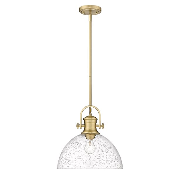 Golden Lighting Hines Brushed Champagne Bronze Transitional Seeded Glass  Dome Incandescent Medium (10-in to 22-in) Pendant Light