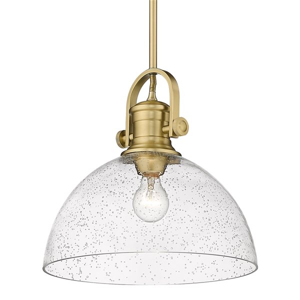 Luminaire suspendu incandescent Hines par Golden Lighting bronze champagne brossé moyen (10 po à 22 po) dôme transitionnel