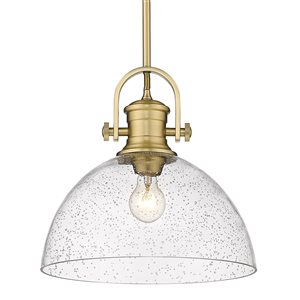Luminaire suspendu incandescent Hines par Golden Lighting bronze champagne brossé moyen (10 po à 22 po) dôme transitionnel
