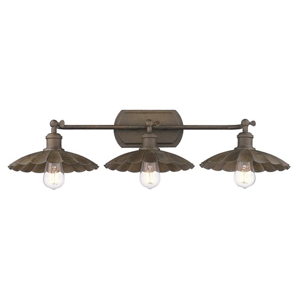 Golden Lighting Clemence 3-Light Black Farmhouse Vanity Light