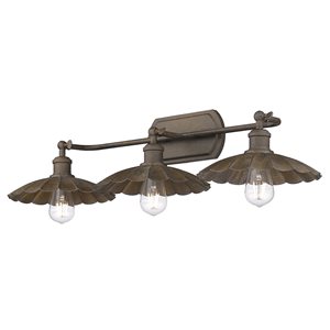 Golden Lighting Clemence 3-Light Black Farmhouse Vanity Light