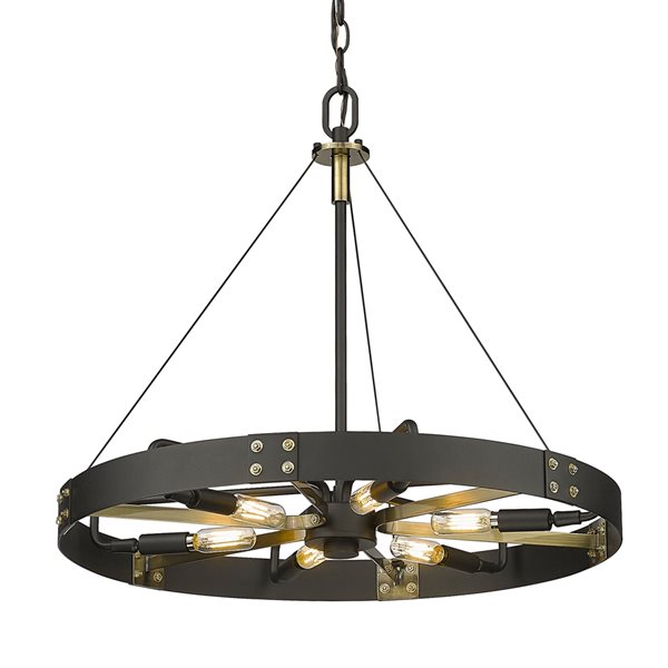 Golden Lighting Vaughn Black Vintage Round Incandescent Large (Larger Than 22-in) Pendant Light