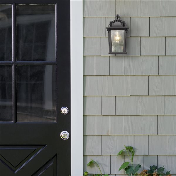 Golden Lighting Brigham 12.25-in H Black Hardwired Medium Base (e-26) Outdoor Wall Light