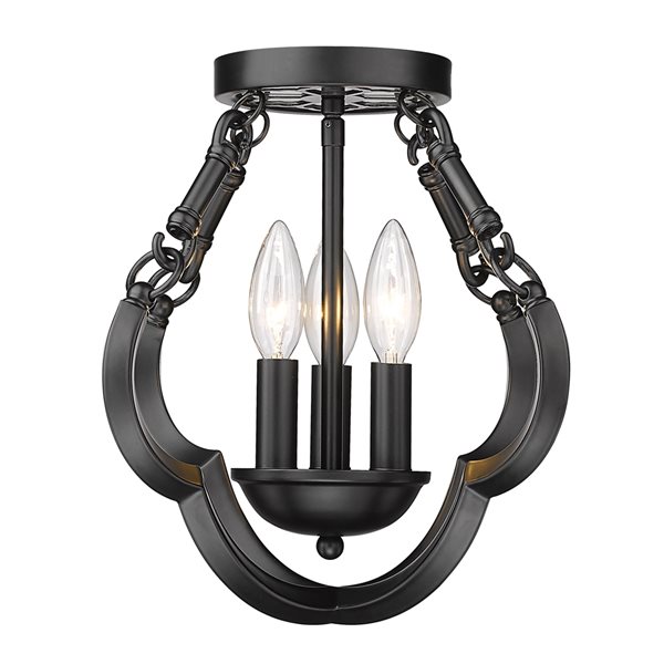 Golden Lighting Saxon 12.88-in Matte Black Semi-Flush Mount Light