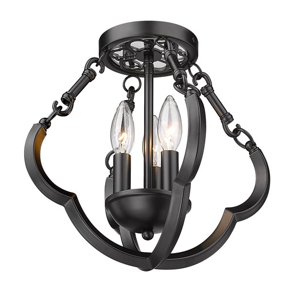 Golden Lighting Saxon 12.88-in Matte Black Semi-Flush Mount Light