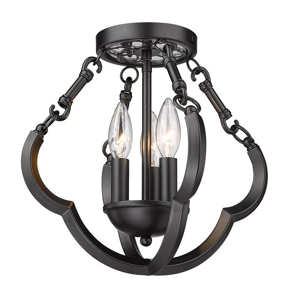 Golden Lighting Saxon 12.88-in Matte Black Semi-Flush Mount Light