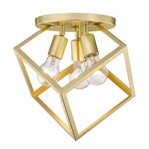 Golden Lighting Cassio 3-Light 13.13-in Polished Gold Semi-Flush Mount Light