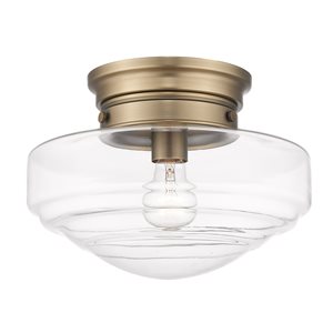 Semi-plafonnier Ingalls par Golden Lighting or poli avec verre transparent de 12 po