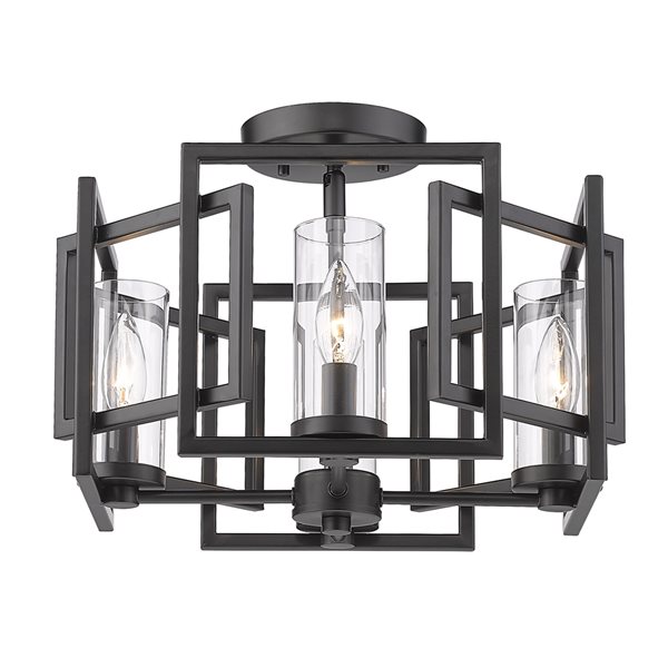 Golden Lighting Marco 16-in Matte Black Contemporary/Modern Incandescent Flush Mount Light