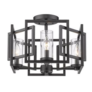 Golden Lighting Marco 16-in Matte Black Contemporary/Modern Incandescent Flush Mount Light