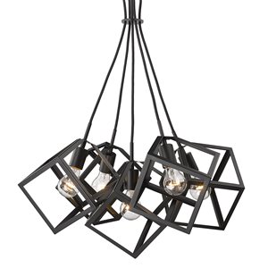 Golden Lighting Cassio Matte Black Industrial Geometric Incandescent Medium (10-in to 22-in) Pendant Light