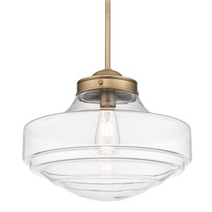 Golden Lighting Ingalls Modern Brass Modern/Contemporary Clear Glass Bowl Incandescent Medium (10-in to 22-in) Pendant Light