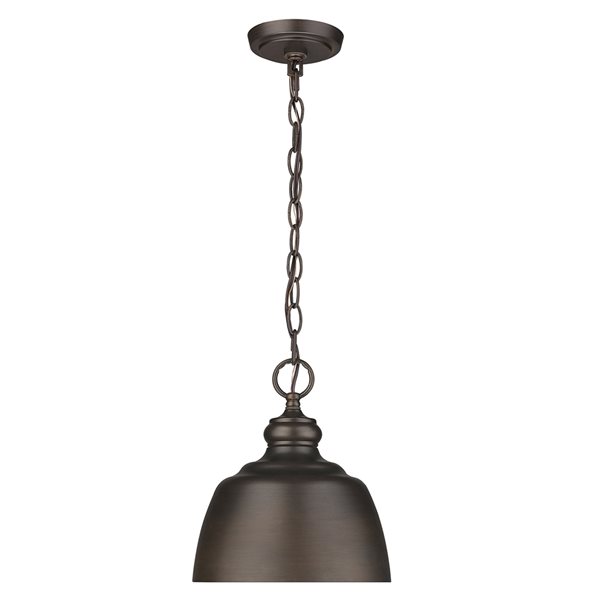 Luminaire suspendu incandescent Holmes par Golden Lighting bronze huilé moyen (10 po à 22 po) dôme style campagnard