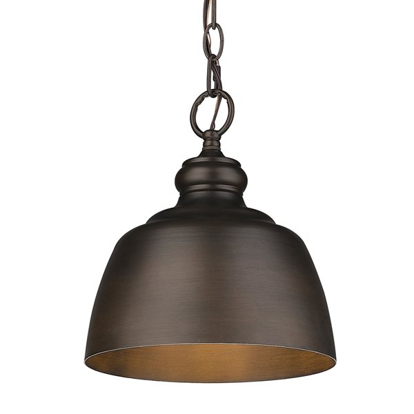 Luminaire suspendu incandescent Holmes par Golden Lighting bronze huilé moyen (10 po à 22 po) dôme style campagnard