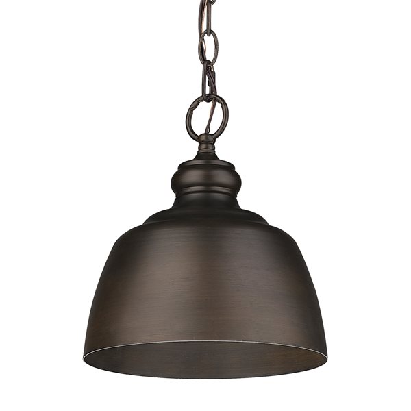 Luminaire suspendu incandescent Holmes par Golden Lighting bronze huilé moyen (10 po à 22 po) dôme style campagnard