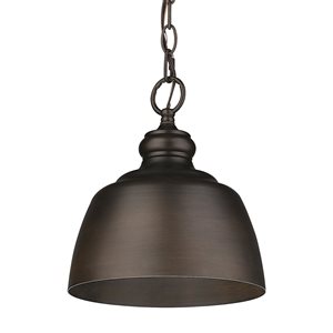 Luminaire suspendu incandescent Holmes par Golden Lighting bronze huilé moyen (10 po à 22 po) dôme style campagnard