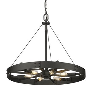 Golden Lighting Vaughn Black Vintage Round Incandescent Large (Larger Than 22-in) Pendant Light