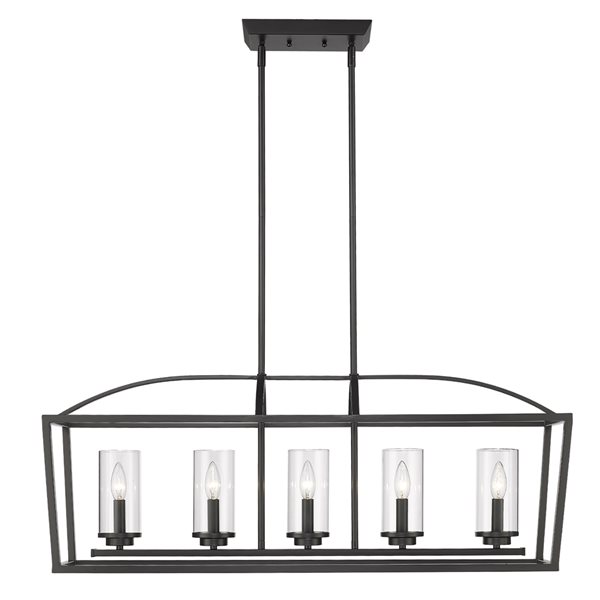 Golden Lighting Mercer Matte Black Modern/Contemporary Clear Glass Incandescent Medium (10-in to 22-in) Kitchen Island Light