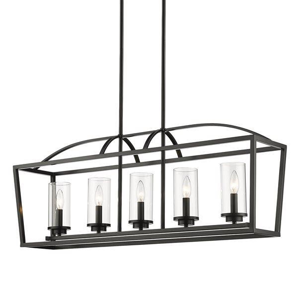 Golden Lighting Mercer Matte Black Modern/Contemporary Clear Glass Incandescent Medium (10-in to 22-in) Kitchen Island Light