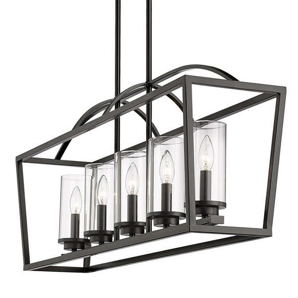 Golden Lighting Mercer Matte Black Modern/Contemporary Clear Glass Incandescent Medium (10-in to 22-in) Kitchen Island Light