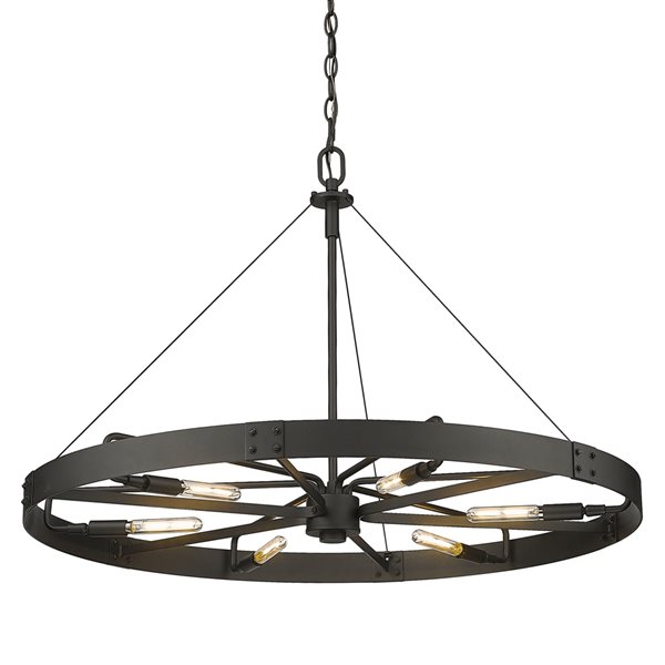 Golden Lighting Vaughn Black Vintage Round Incandescent Large (Larger Than 22-in) Pendant Light