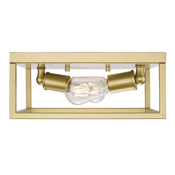 Golden Lighting Wesson 12-in Olympic Gold Industrial Incandescent Flush Mount Light