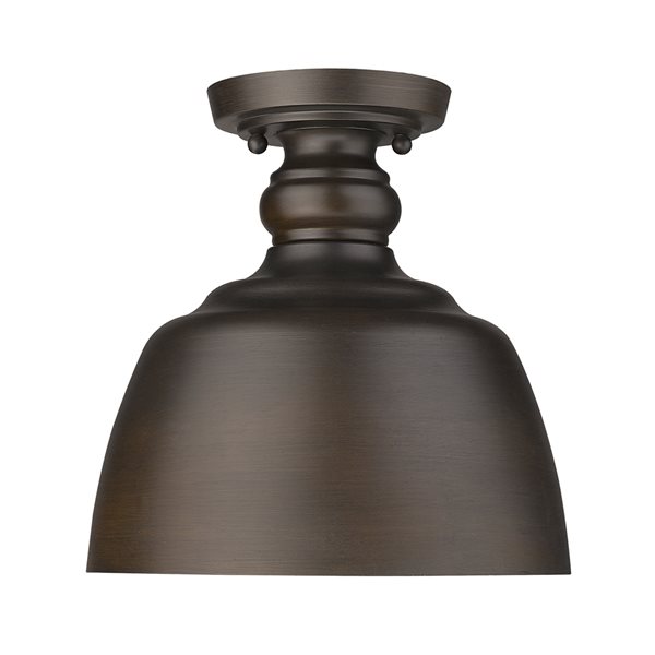 Golden Lighting Holmes 9-in Oil-Rubbed Bronze Farmhouse Incandescent Flush Mount Light