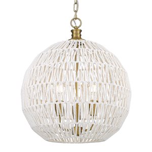 Golden Lighting Florence Brushed Champagne Bronze Farmhouse Globe Incandescent Medium (10-in to 22-in) Pendant Light