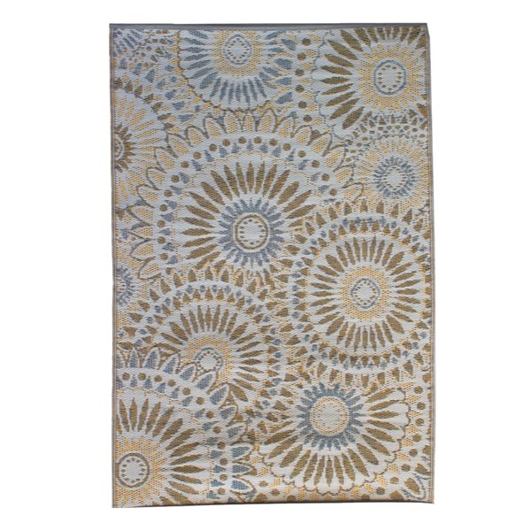 ProYard Decor Kaleidoscope 6 x 9 Beige/Blue Rectangular Floral/Botanical Patio Rug