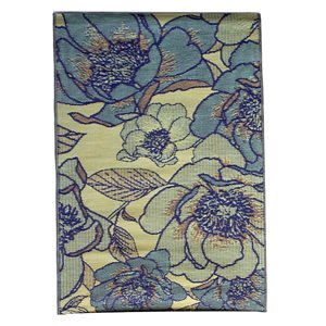 Tapis d’extérieur Kassia par ProYard Decor rectangulaire de 6 x 9 à motif floral/botanique, vert