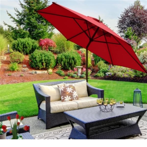 ProYard Decor 9-ft Red Market Patio Umbrella with Push-Button