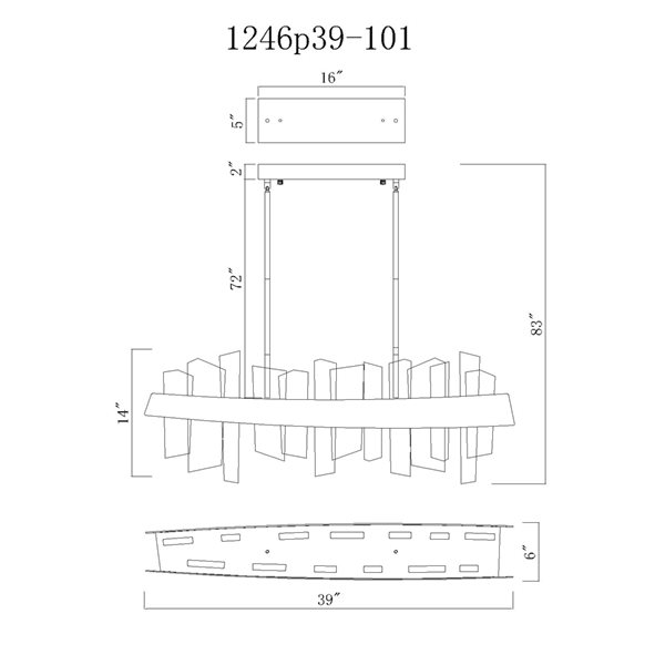 CWI Lighting Guadiana 39-in LED Black Chandelier