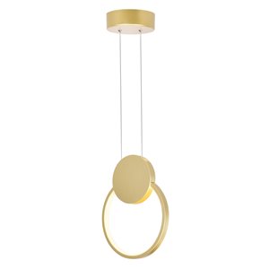 CWI Lighting Pulley 8-in LED Satin Gold Mini Pendant