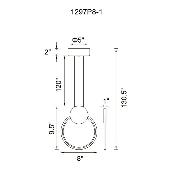 CWI Lighting Pulley 8-in LED Black Mini Pendant